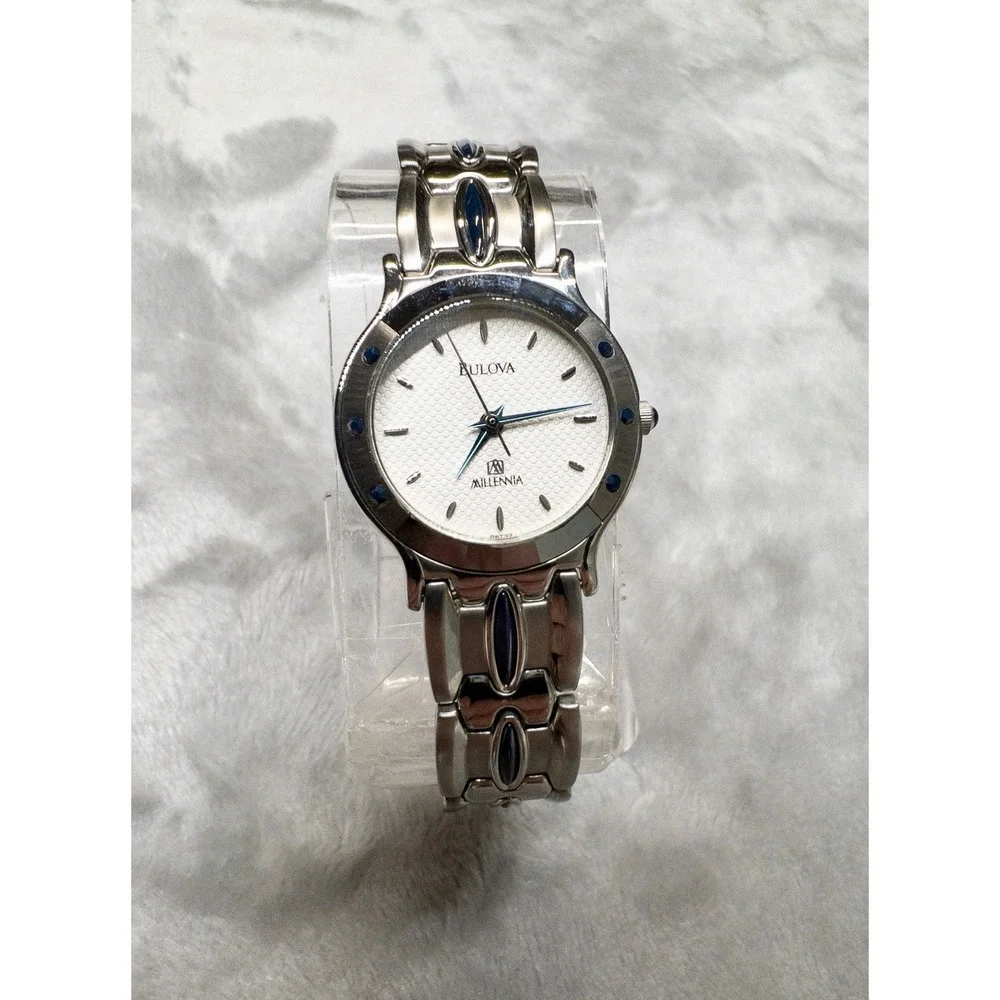 Vintage Bulova Millennia Ceramic 25mm Womens Silver Watch New Battery